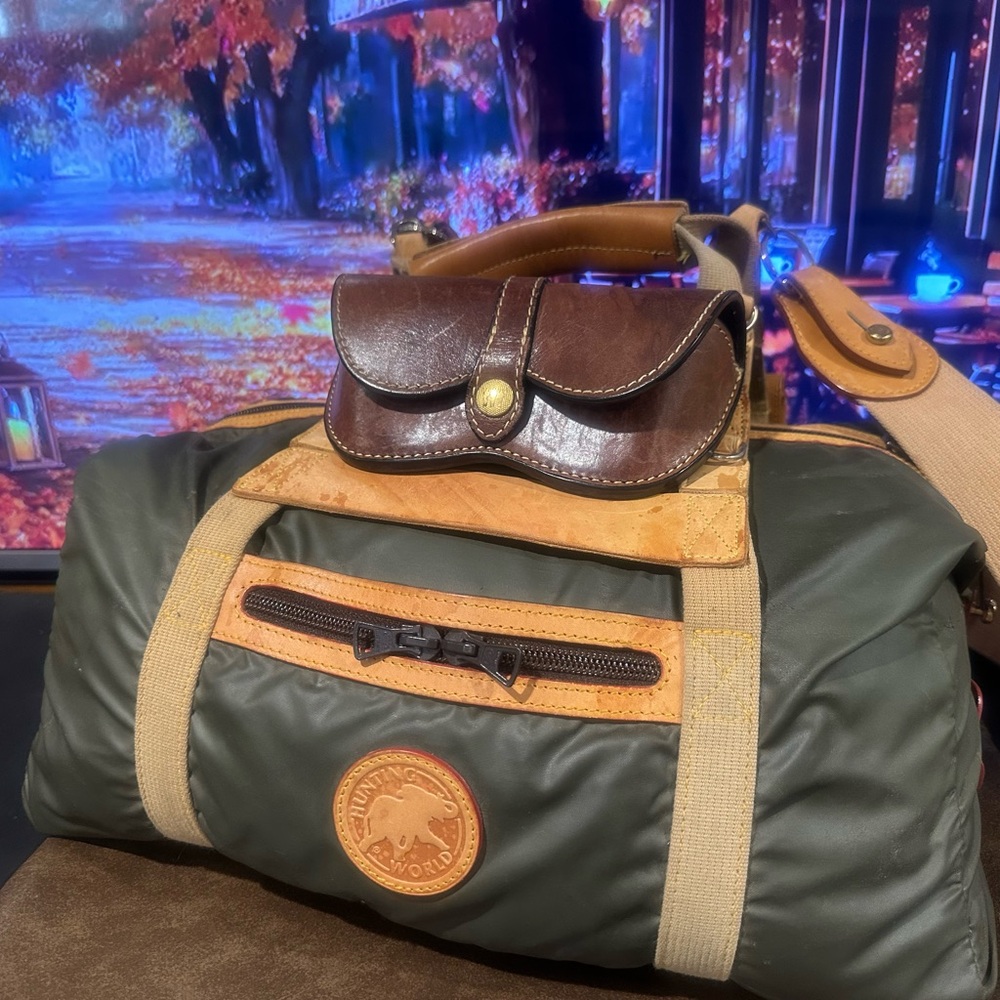 Hunting World Bag + Montblanc cases/Mulholland sunglass case. Rare luxury combo